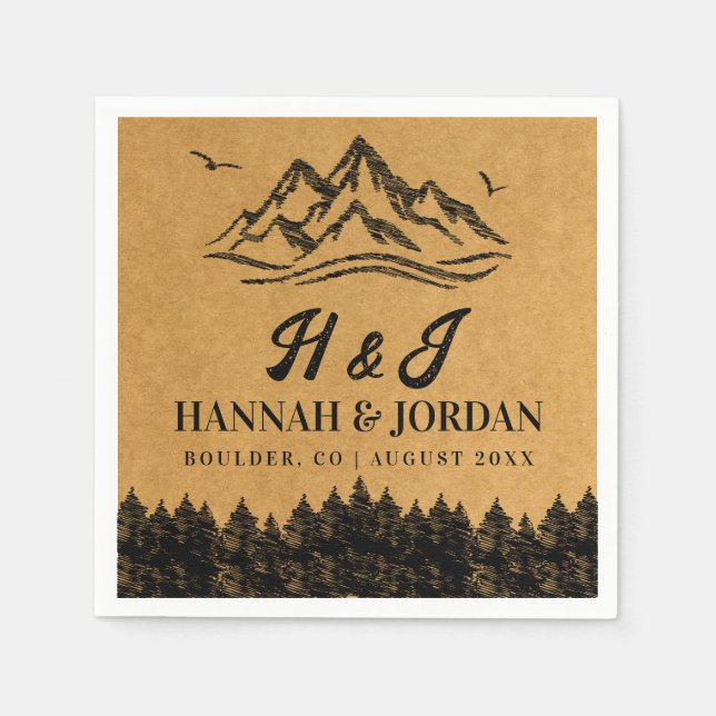 Guardanapo De Papel Casamento de Woodsy ao ar livre (Frente)