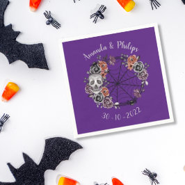 Guardanapo De Papel Casamento de Wreath Halloween, Rosas de Caveira Gó
