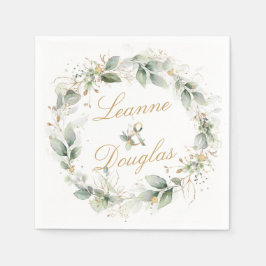 Guardanapo De Papel Casamento de Wreath verde e dourado