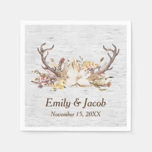 Guardanapo De Papel Casamento Deer Antlers no Birch
