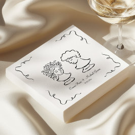 Guardanapo De Papel Casamento Desenhado à Mão Caprichoso