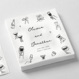 Guardanapo De Papel Casamento Desenho à Mão Preto e Branco Excêntrico
