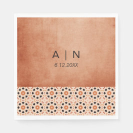 Guardanapo De Papel Casamento do Azulejo Modern Boho Terracotta