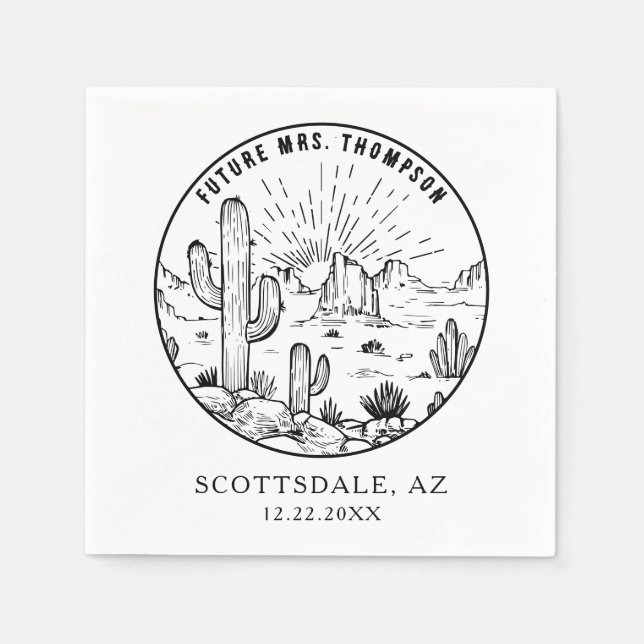 Guardanapo De Papel Casamento do Chá de panela do Deserto do Monograma (Frente)