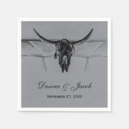 Guardanapo De Papel Casamento do Crânio da Vaca Negra Ocidental, Cinza