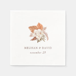 Guardanapo De Papel Casamento do Deserto Floral Rustic Boho Pampas Gra