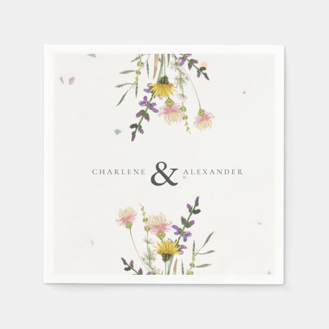 Guardanapo De Papel Casamento do Jardim dos Prados de Flores Selvagens (Frente)