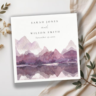 Guardanapo De Papel Casamento do Lago Púrpura Lilac Watercolor