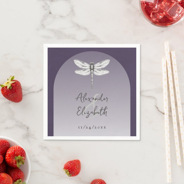 Guardanapo De Papel Casamento do Libélula Roxo Escuro (Insitu)