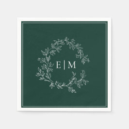 Guardanapo De Papel Casamento do Moderno Emerald Green Leafy Crest Mon