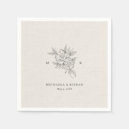 Guardanapo De Papel Casamento do Monograma Botânico Clássico