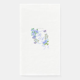 Guardanapo De Papel Casamento do Monograma da Fita Rosa Azul
