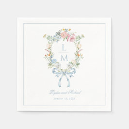 Guardanapo De Papel Casamento do Monograma de Fora Floral Elegante