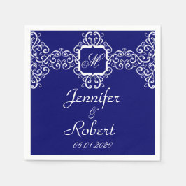 Guardanapo De Papel Casamento do Monograma de Romance Branco