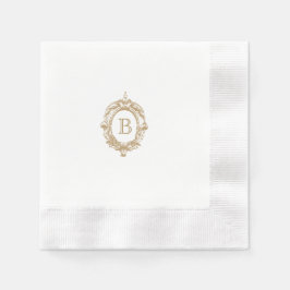 Guardanapo De Papel Casamento Dourado Antiquado Monograma Crest