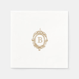 Guardanapo De Papel Casamento Dourado Antiquado Monograma Crest