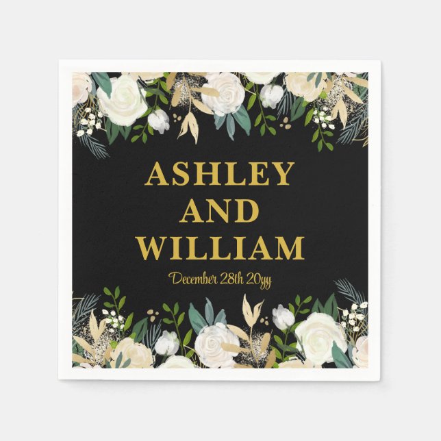 Guardanapo De Papel Casamento Dourado Boho Bohemian Chic Greenery (Frente)