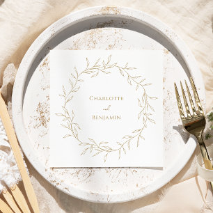 Guardanapo De Papel Casamento Dourado Clássico em Greenery