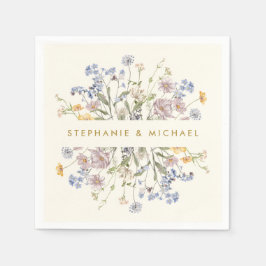 Guardanapo De Papel Casamento Dourado Colorido de Primavera Wildflower