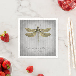Guardanapo De Papel Casamento Dourado com Dragonfly