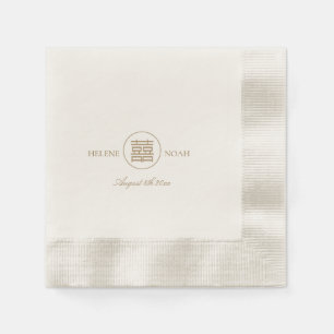 Guardanapo De Papel Casamento Dourado da Ásia Moderna de Felicidade D
