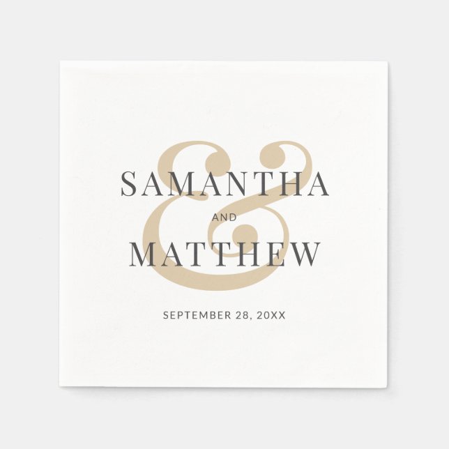 Guardanapo De Papel Casamento Dourado da Cinza Branca Elegante Napkins (Frente)