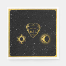 Guardanapo De Papel Casamento Dourado das Estrelas Celestiais Crescent