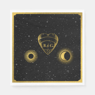 Guardanapo De Papel Casamento Dourado das Estrelas Celestiais Crescent