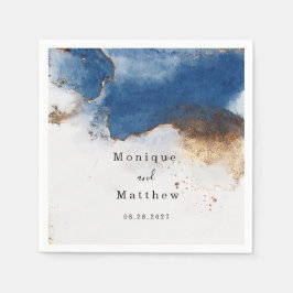 Guardanapo De Papel Casamento Dourado de Agata de Cobre com Cor de Águ