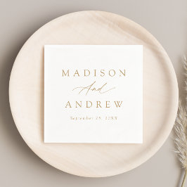 Guardanapo De Papel Casamento Dourado de Caligrafia Elegante