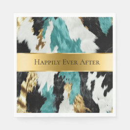 Guardanapo De Papel Casamento Dourado de cocaína verde-turquesa