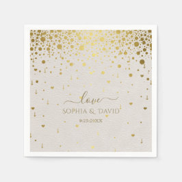 Guardanapo De Papel Casamento Dourado de Confetti com Couro Branco Ele