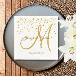 Guardanapo De Papel Casamento Dourado de Confetti MONOGRAM Personaliza<br><div class="desc">Bonitos guardanapos de casamento modernos e elegantes para sua recepção. Não é barato, mas caro e elegante. Sobrenome, noiva e noivo, monograma / inicial e data. Fundo de confete de folha de ouro falsa. A fonte e o tamanho podem ser editados. A cor de fundo pode ser alterada. Os guardanapos...</div>