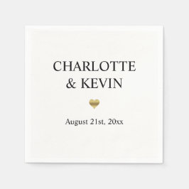 Guardanapo De Papel Casamento Dourado de Cor Branca Elegante