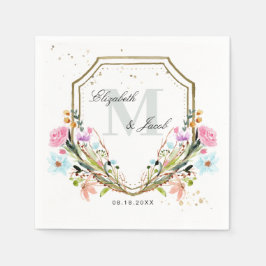 Guardanapo De Papel Casamento Dourado de Crest Rustic Wildflower