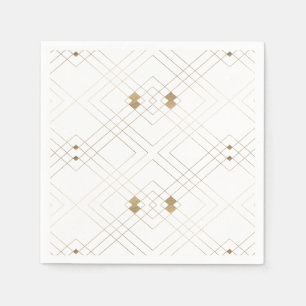 Guardanapo De Papel Casamento Dourado de Deco Gatsby Branco Diamond