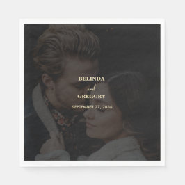 Guardanapo De Papel Casamento Dourado de Foto em Branco Moderno