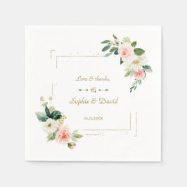 Guardanapo De Papel Casamento Dourado de Largas Brancas Blush