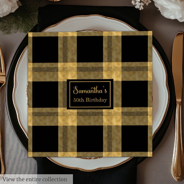 Guardanapo De Papel Casamento Dourado de Literatura Preta de Napkins E (Elegant Napkins Black Gold Glitter Custom Wedding)