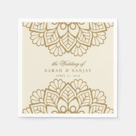 Guardanapo De Papel Casamento Dourado de Mandala Indiano ou Sangeet