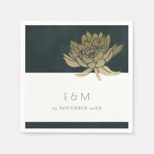 Guardanapo De Papel CASAMENTO Dourado DE MONOGRAMA FLORAL EMERALD GREE