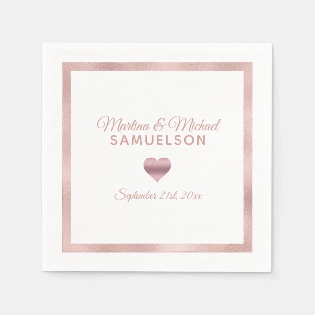 Guardanapo De Papel Casamento Dourado de Quadros de Rosa Branca Person (Frente)