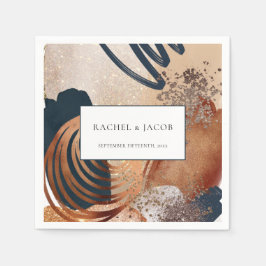 Guardanapo De Papel Casamento Dourado do Marinho Abstrato Terracotta M