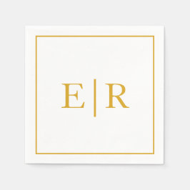 Guardanapo De Papel Casamento Dourado do Monograma Simples Elegante