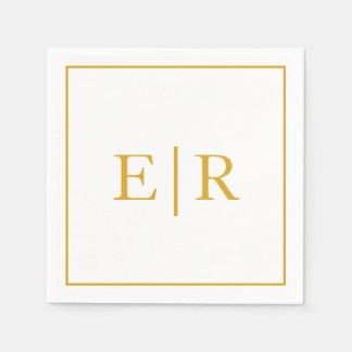 Guardanapo De Papel Casamento Dourado do Monograma Simples Elegante