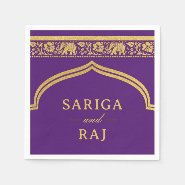 Guardanapo De Papel Casamento Dourado do Mundap do Elephant & Lotus Fl (Frente)