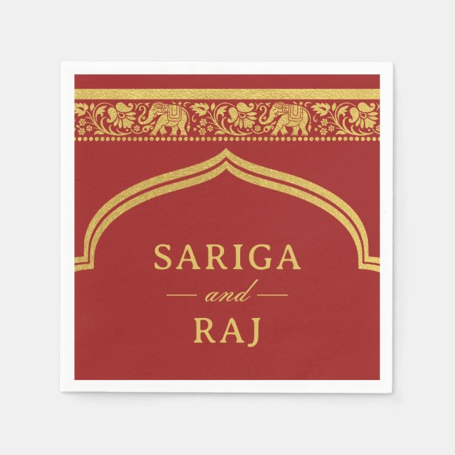 Guardanapo De Papel Casamento Dourado do Mundap do Elephant & Lotus Fl (Frente)