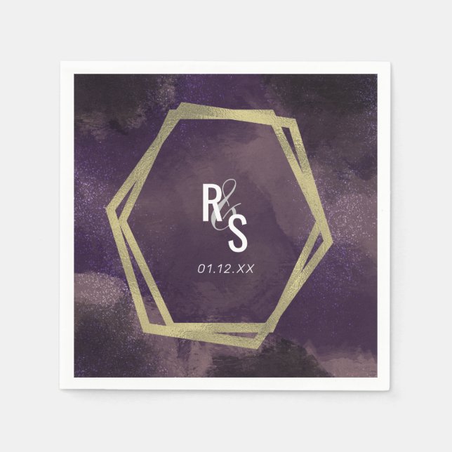 Guardanapo De Papel Casamento Dourado do Rosa de Sonho do Jardim Faux (Frente)