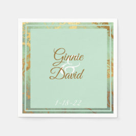 Guardanapo De Papel Casamento Dourado e Azul da Frame Marble Napkin