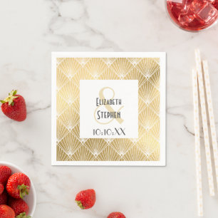 Guardanapo De Papel Casamento Dourado e branco da arte Gatsby